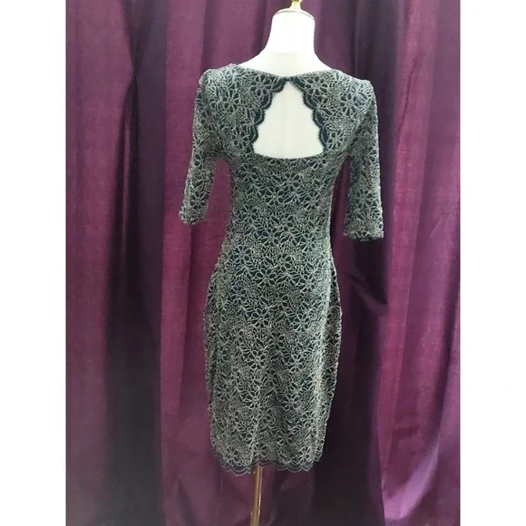 Candalite Womens Navy and Gold Gown Formal Dress Wedding Prom Cocktail Size S - Picture 5 of 5